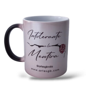Tazas Intolerante a La Mentira Mágica Negra Mate Arte Magenta